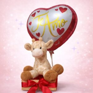 Caja con jirafa y globo “Te Amo”