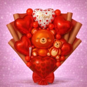 Bouquet de globos con ositos y corazón “Te Amo”