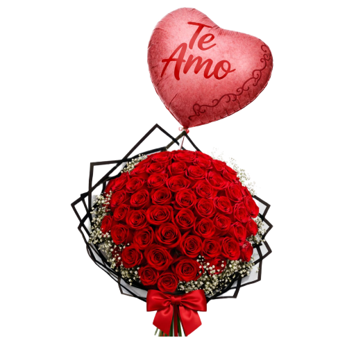 Ramo de 100 rosas rojas con moño rojo