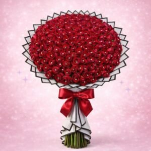 Ramo de 200 rosas rojas premium con diamantes