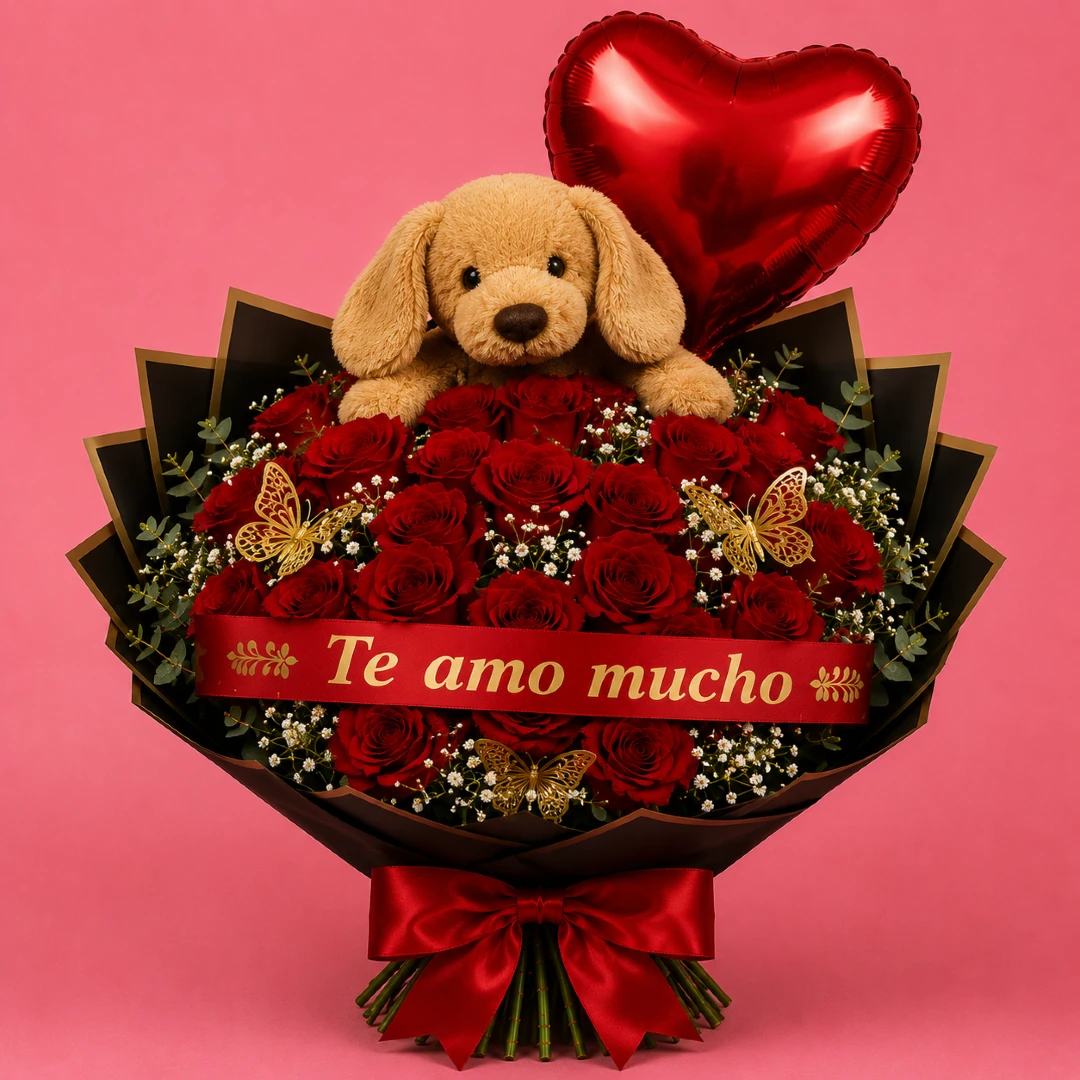 Ramo Amor Peluche todoenglobo.com.mx