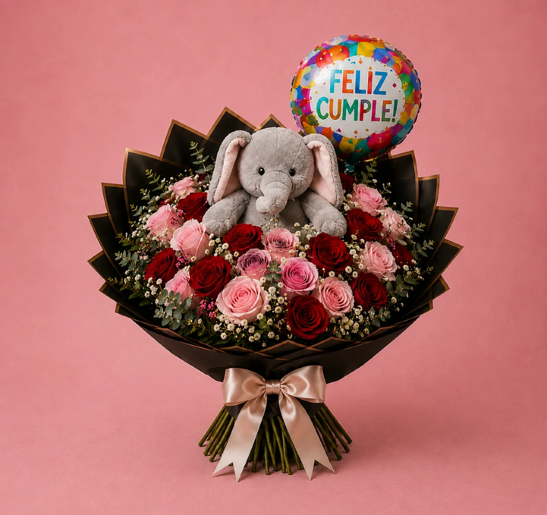 Ramo Elefante Feliz todoenglobo.com.mx