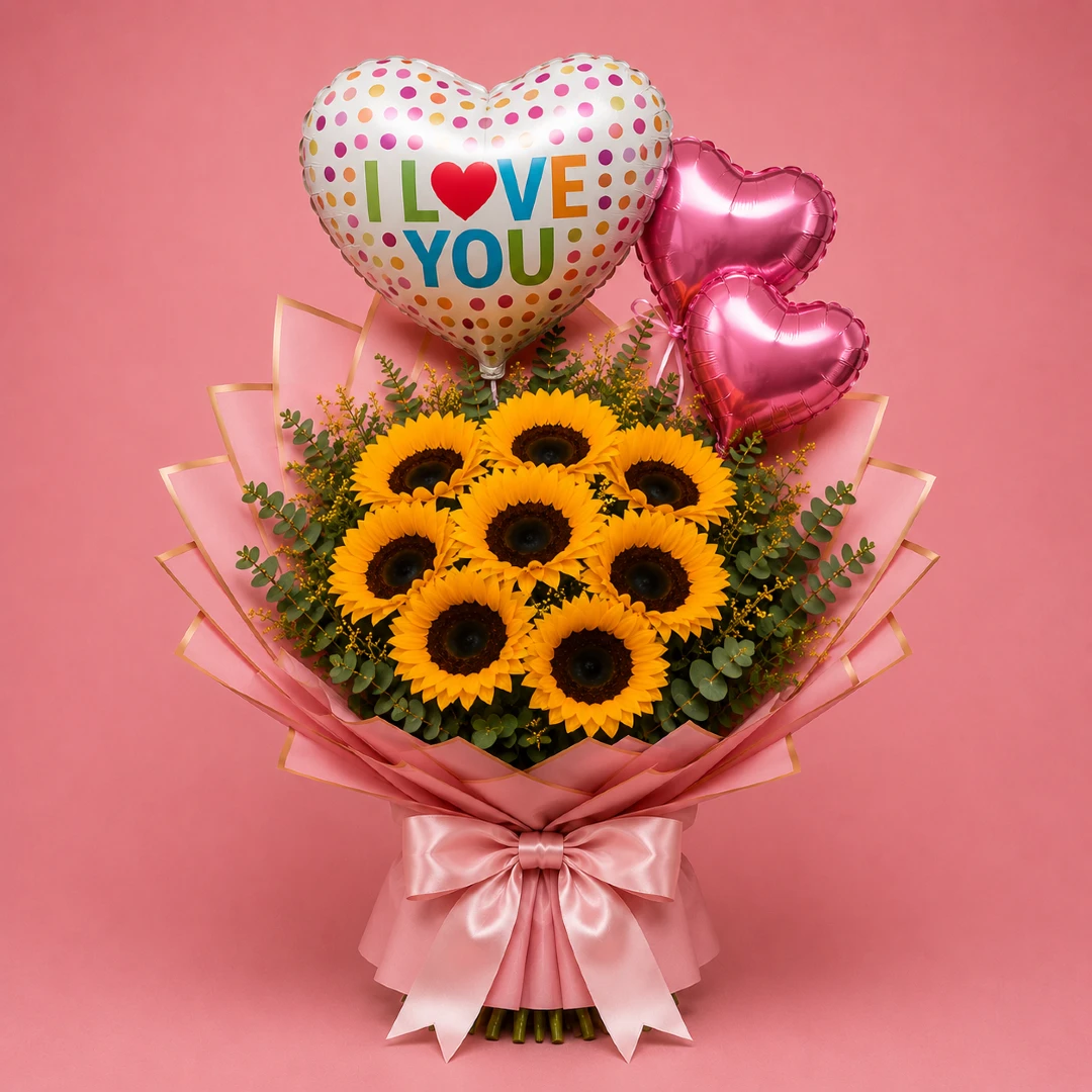 Ramo Girasoles Amor todoenglobo.com.mx