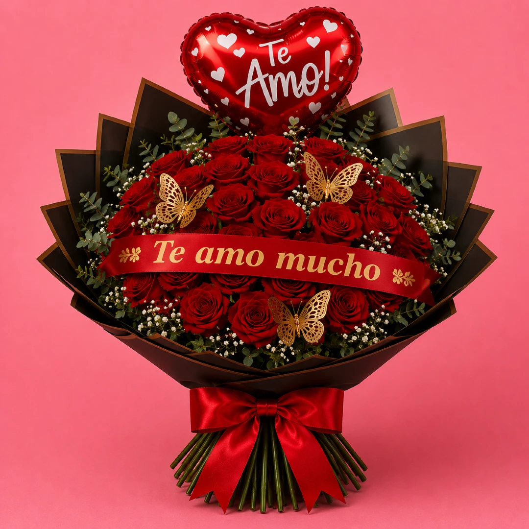 Ramo Te Amo Rojo todoenglobo.com.mx