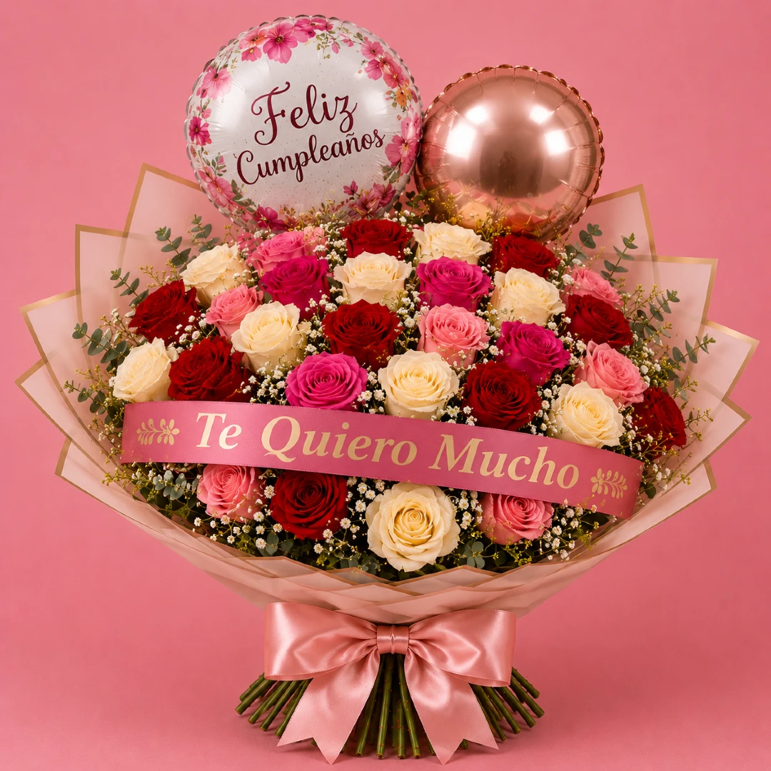 Ramo Te Quiero Mucho rosas todoenglobo.com.mx